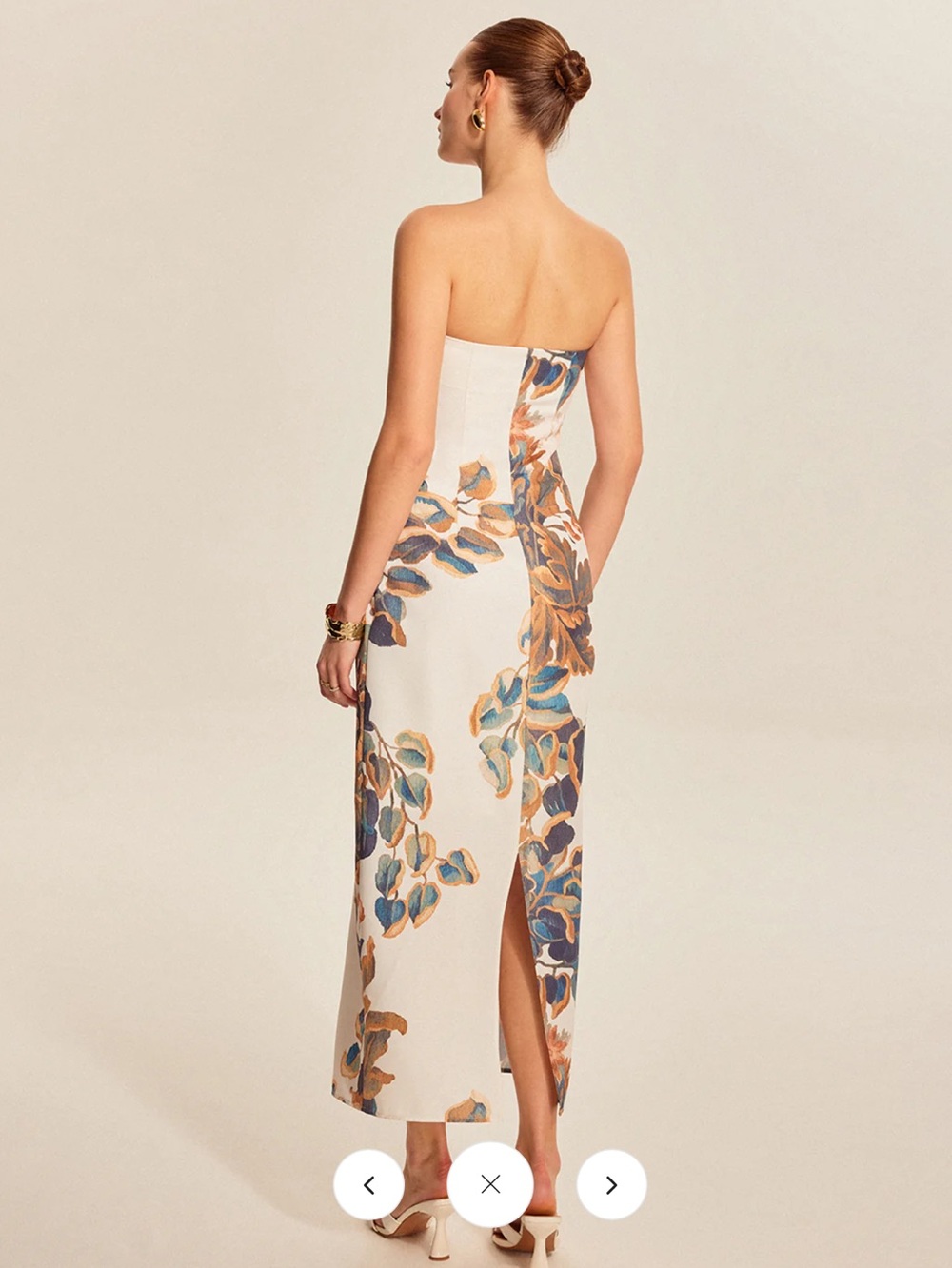 Commence Strapless Floral Leaf Midi Dress Size Medium - Picture 6 of 14